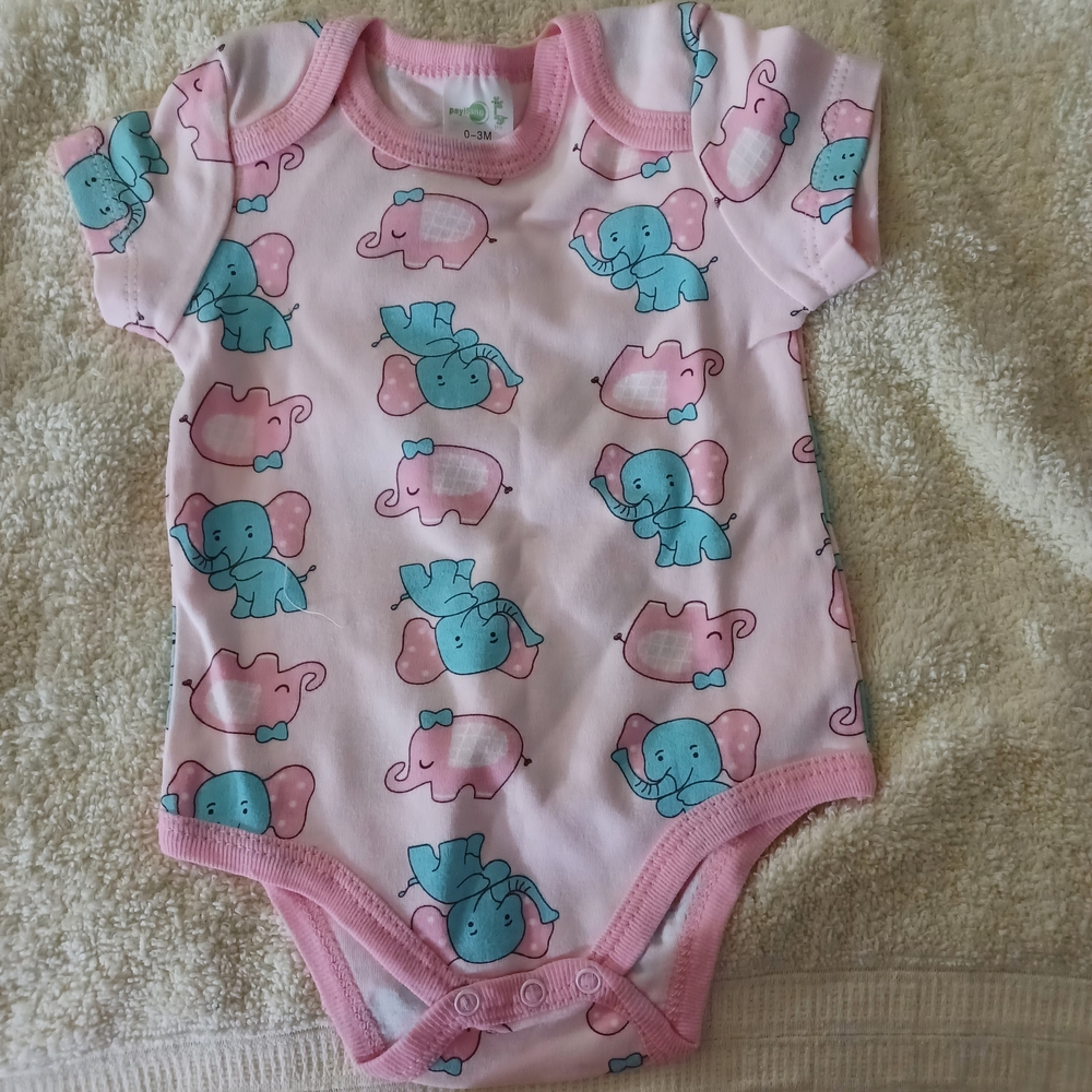 Pink Elephant Print Kids One Piece